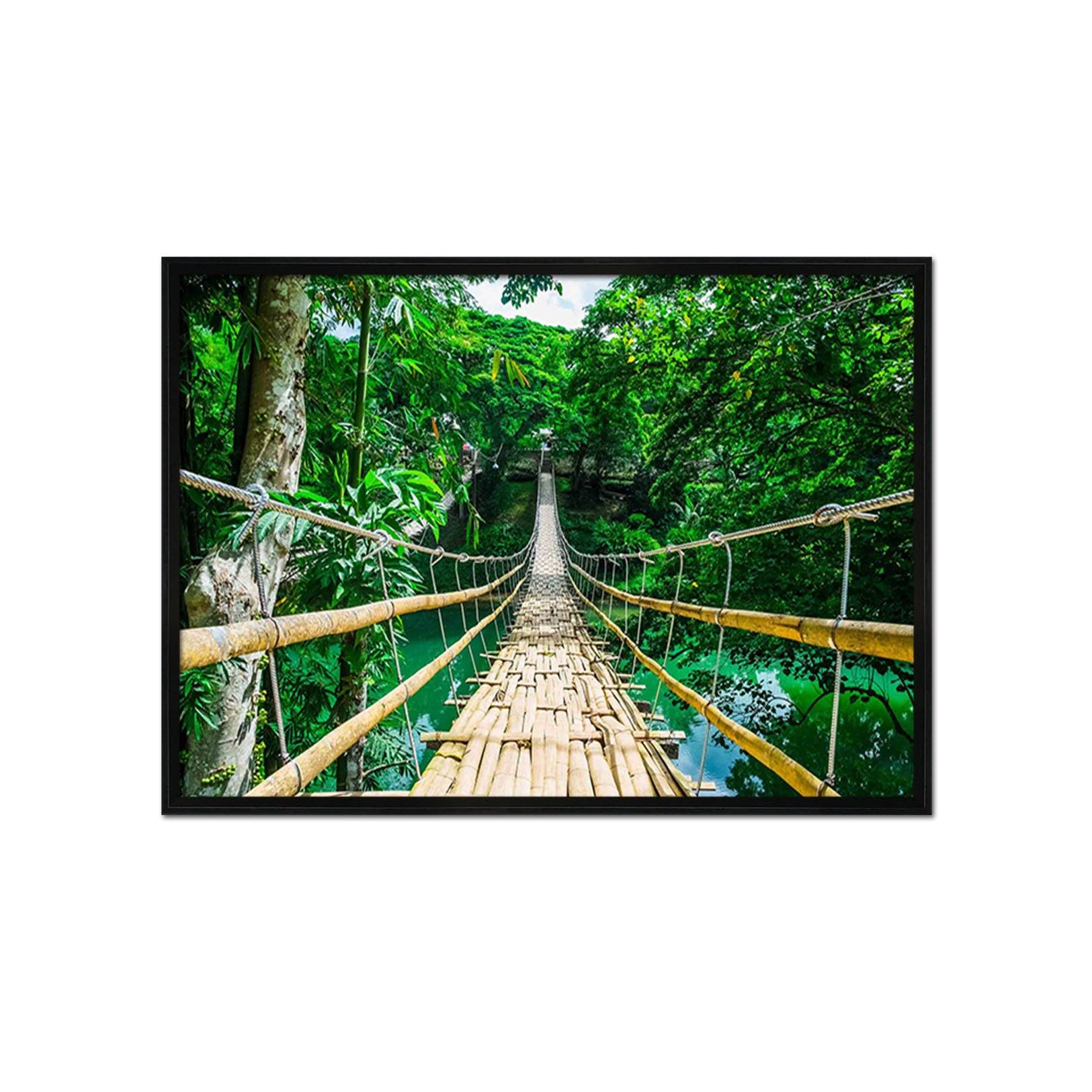 3D Long Wooden Bridge 009 Fake Framed Print Painting Wallpaper AJ Creativity Home 