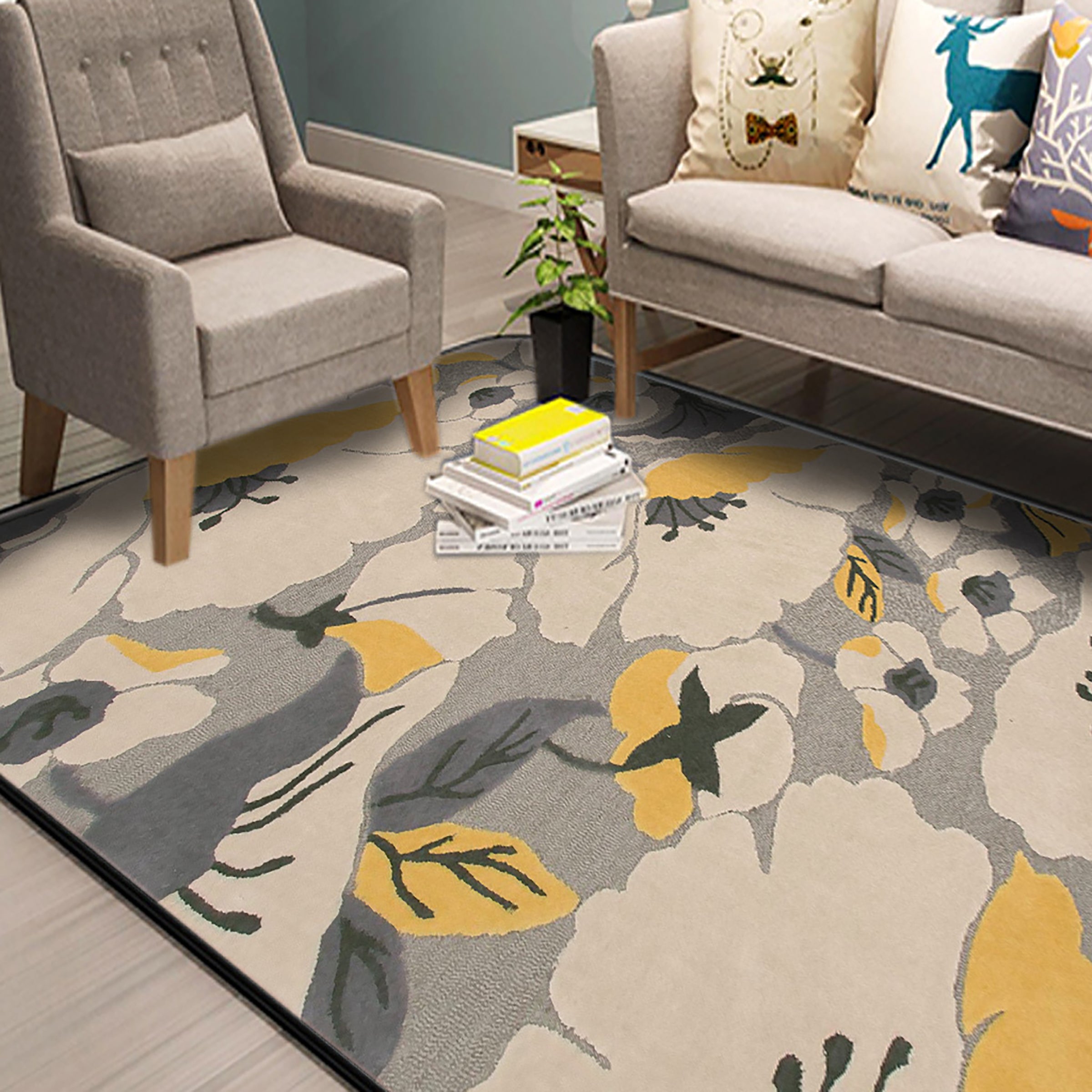 3D Yellow Flower WG012 Non Slip Rug Mat Mat AJ Creativity Home 