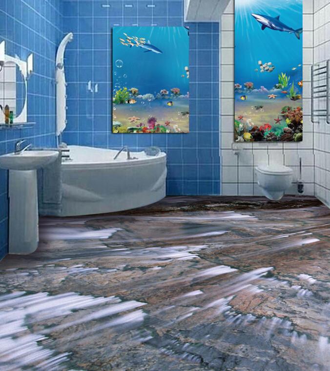 3D Shallow Stream Floor Mural Wallpaper AJ Wallpaper 2 