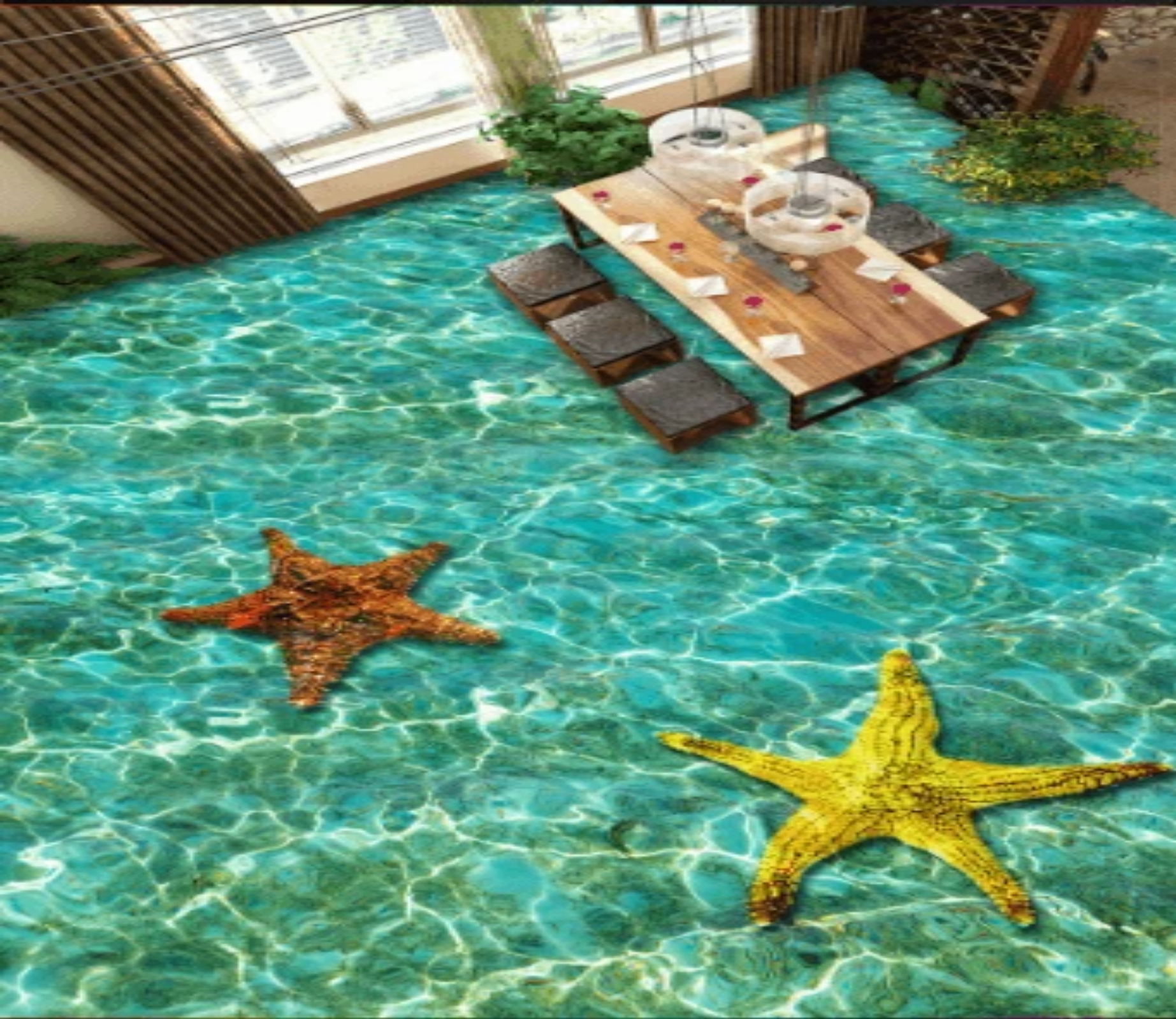 3D Starfish 357 Floor Mural Wallpaper AJ Wallpaper 2 