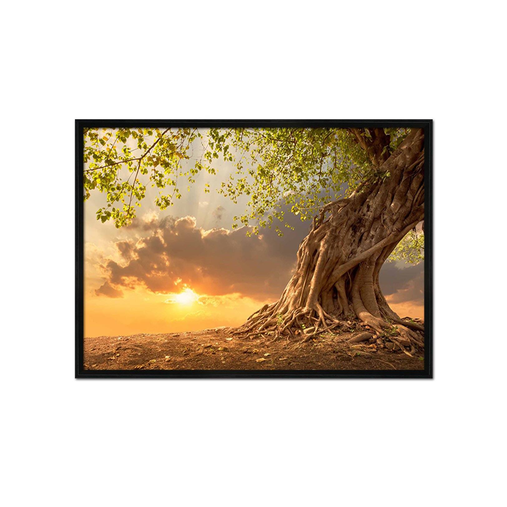3D Big Tree Sunset 196 Fake Framed Print Painting Wallpaper AJ Creativity Home 