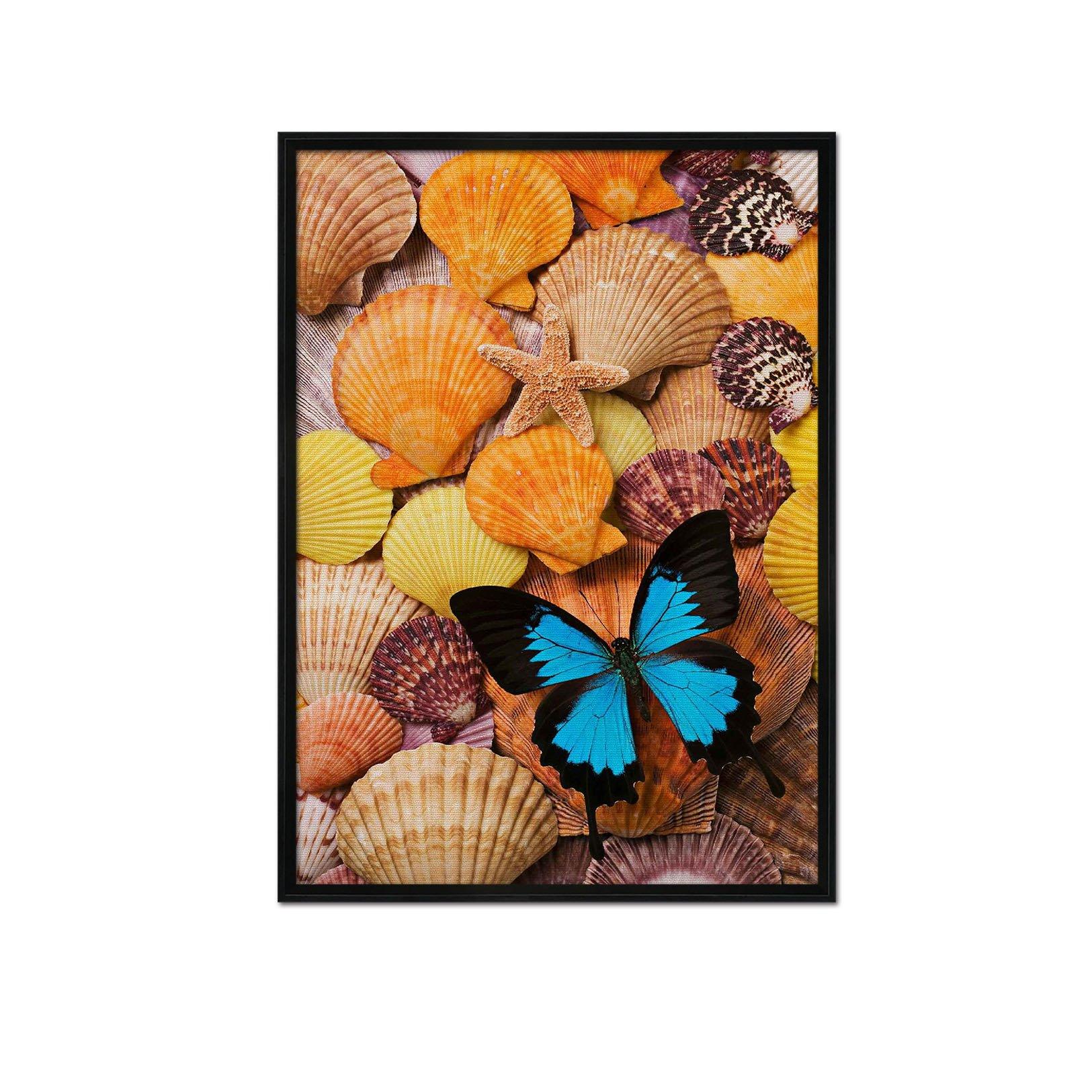 3D Butterfly Shell 127 Fake Framed Print Painting Wallpaper AJ Creativity Home 