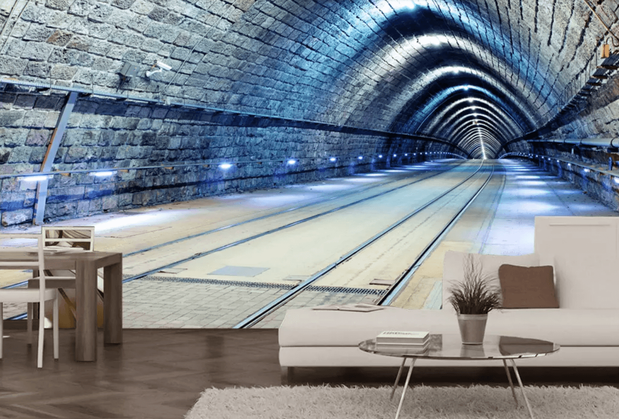 3D Long Tunnel Blue Light 67 Wallpaper AJ Wallpaper 2 