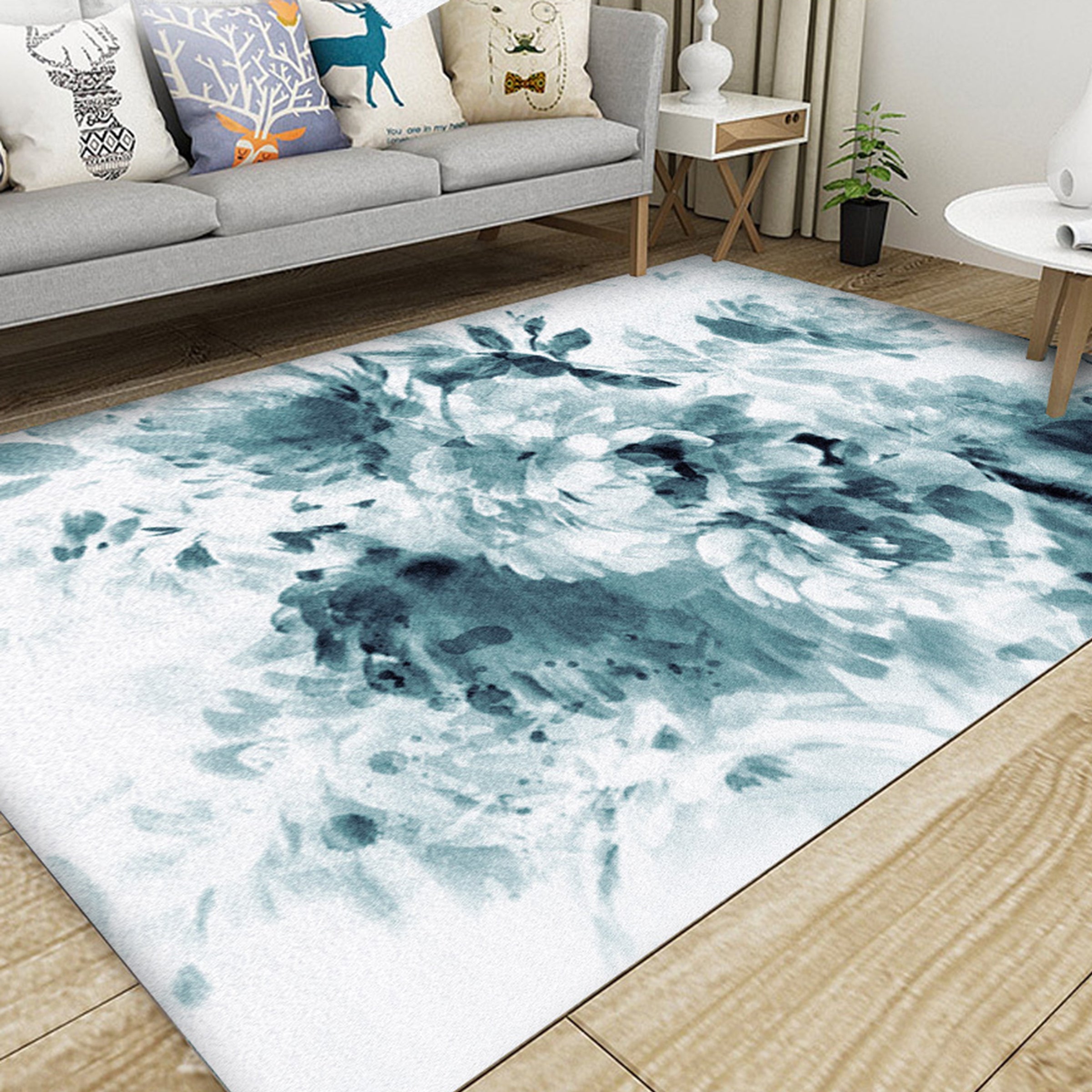 3D Gray Flowers WG289 Non Slip Rug Mat Mat AJ Creativity Home 