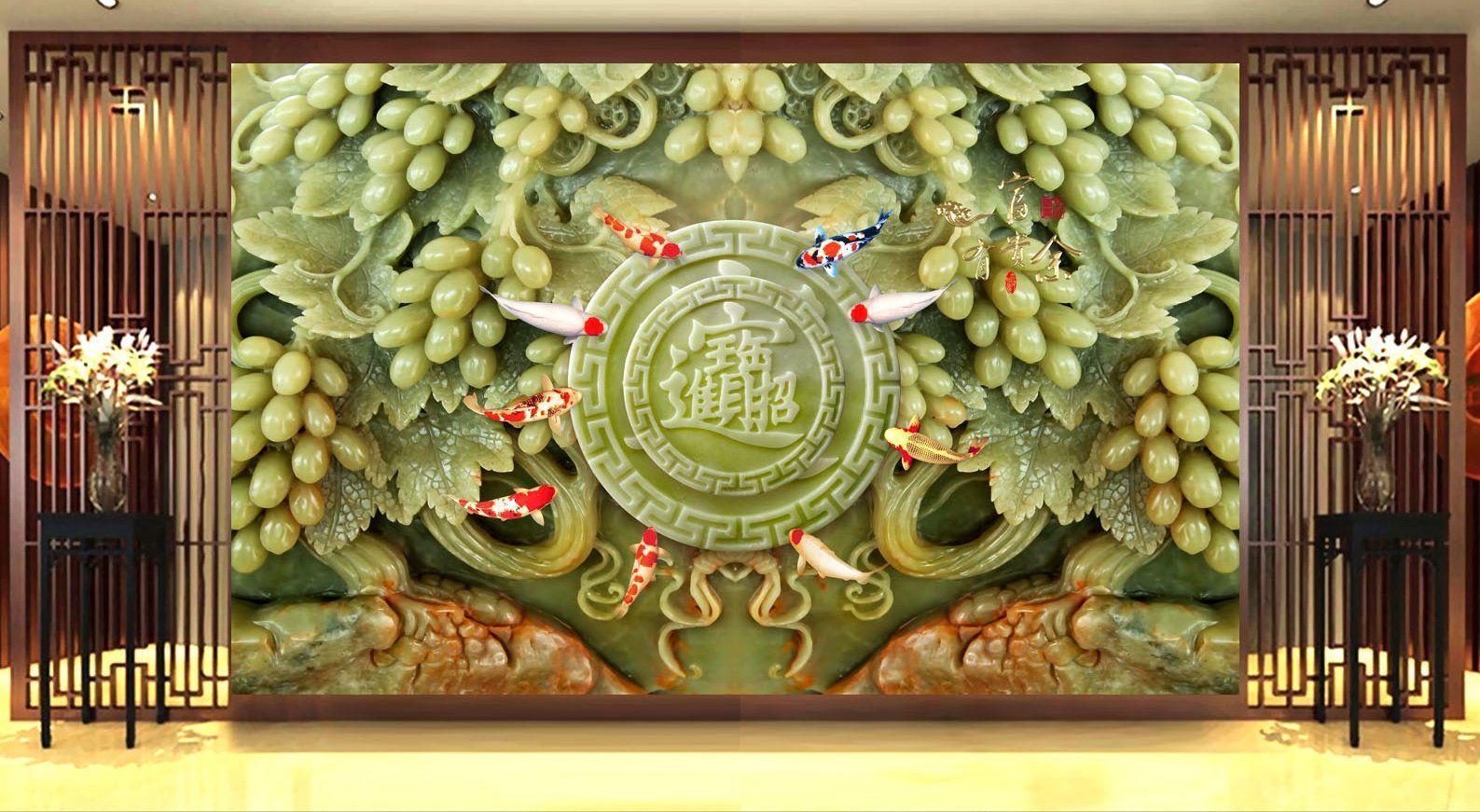 3D Jade Carving Fish 281 Wallpaper AJ Wallpaper 