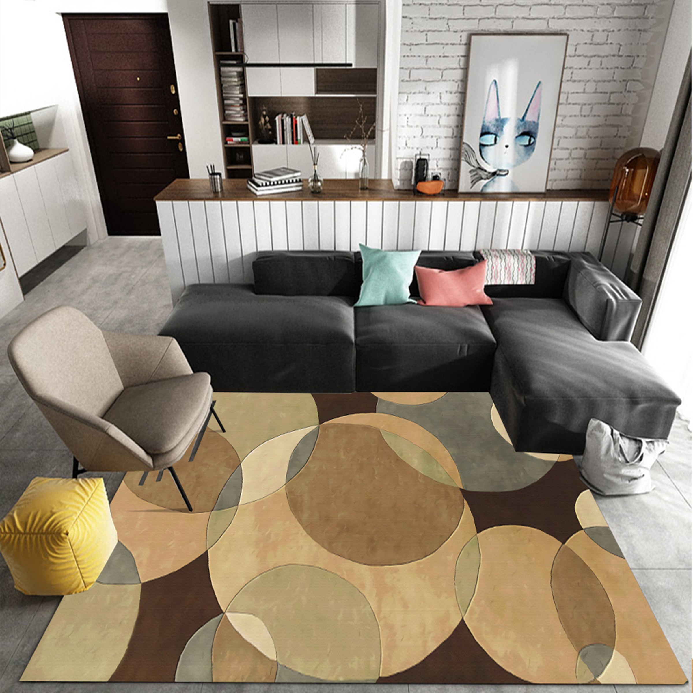 3D Modern Round WG052 Non Slip Rug Mat Mat AJ Creativity Home 