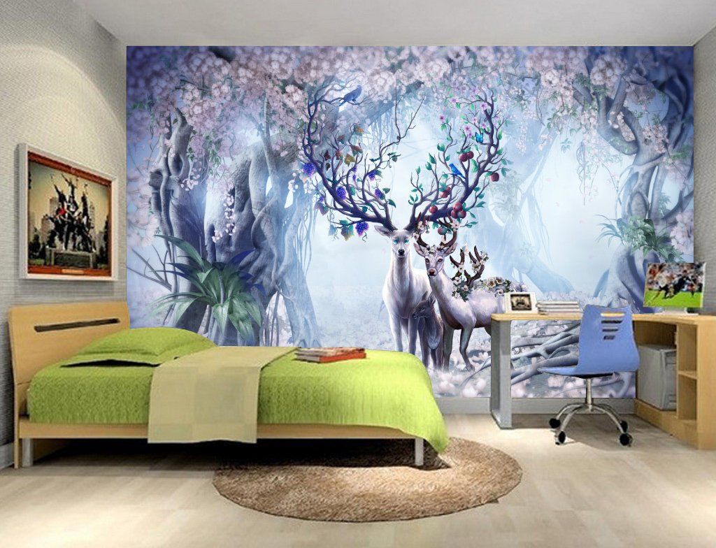 3D Deer Forest 608 Wall Murals Wallpaper AJ Wallpaper 2 