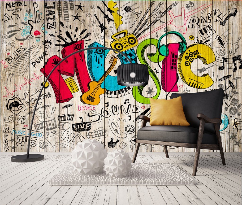 3D Music Graffiti 609 Wall Murals Wallpaper AJ Wallpaper 2 