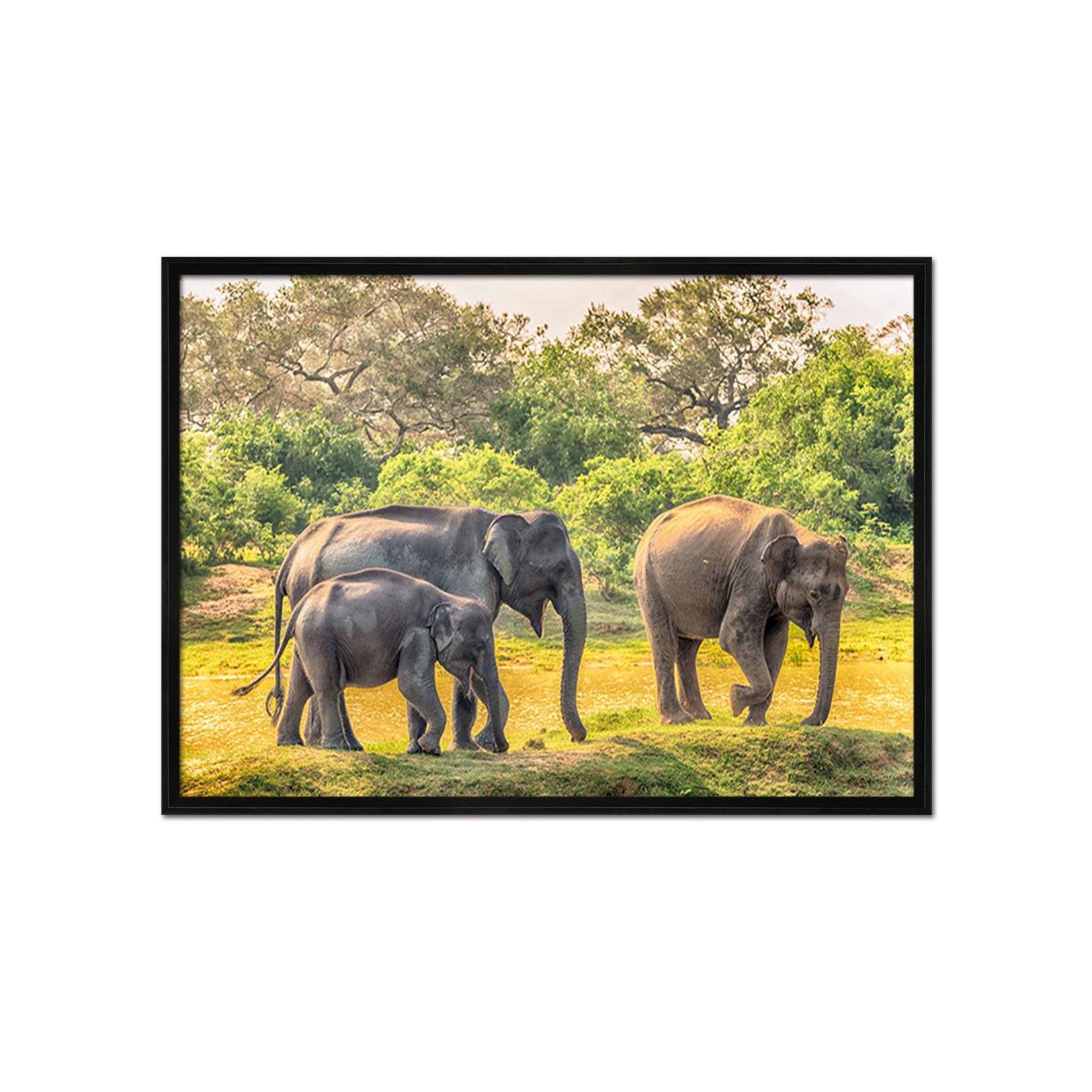 3D Elephant Walking 060 Fake Framed Print Painting Wallpaper AJ Creativity Home 