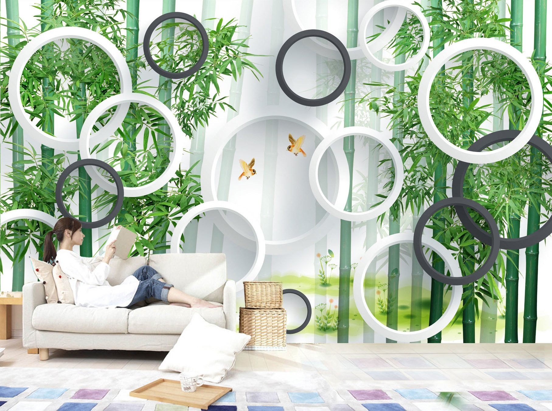 3D Circle Bamboo Forest 323 Wallpaper AJ Wallpaper 