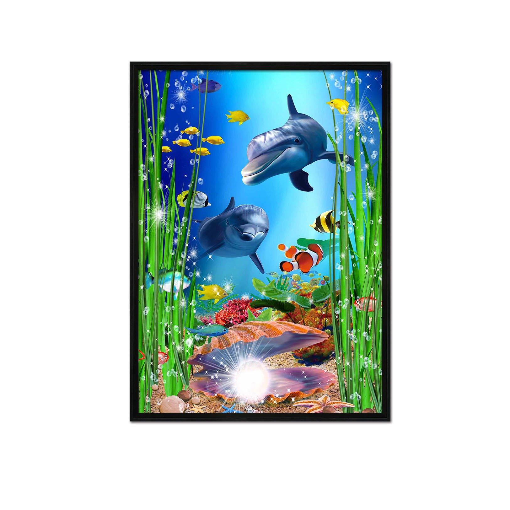 3D Docile Dolphins 062 Fake Framed Print Painting Wallpaper AJ Creativity Home 