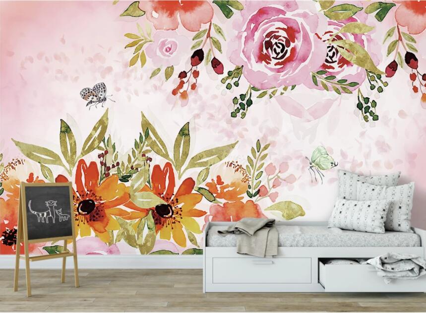 3D Orange Flower WC2159 Wall Murals