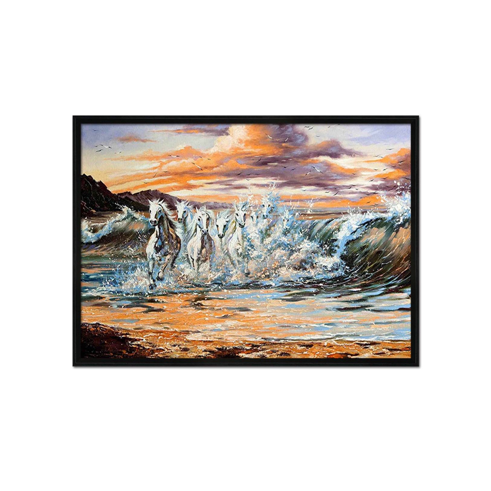 3D Running Horses 064 Fake Framed Print Painting Wallpaper AJ Creativity Home 