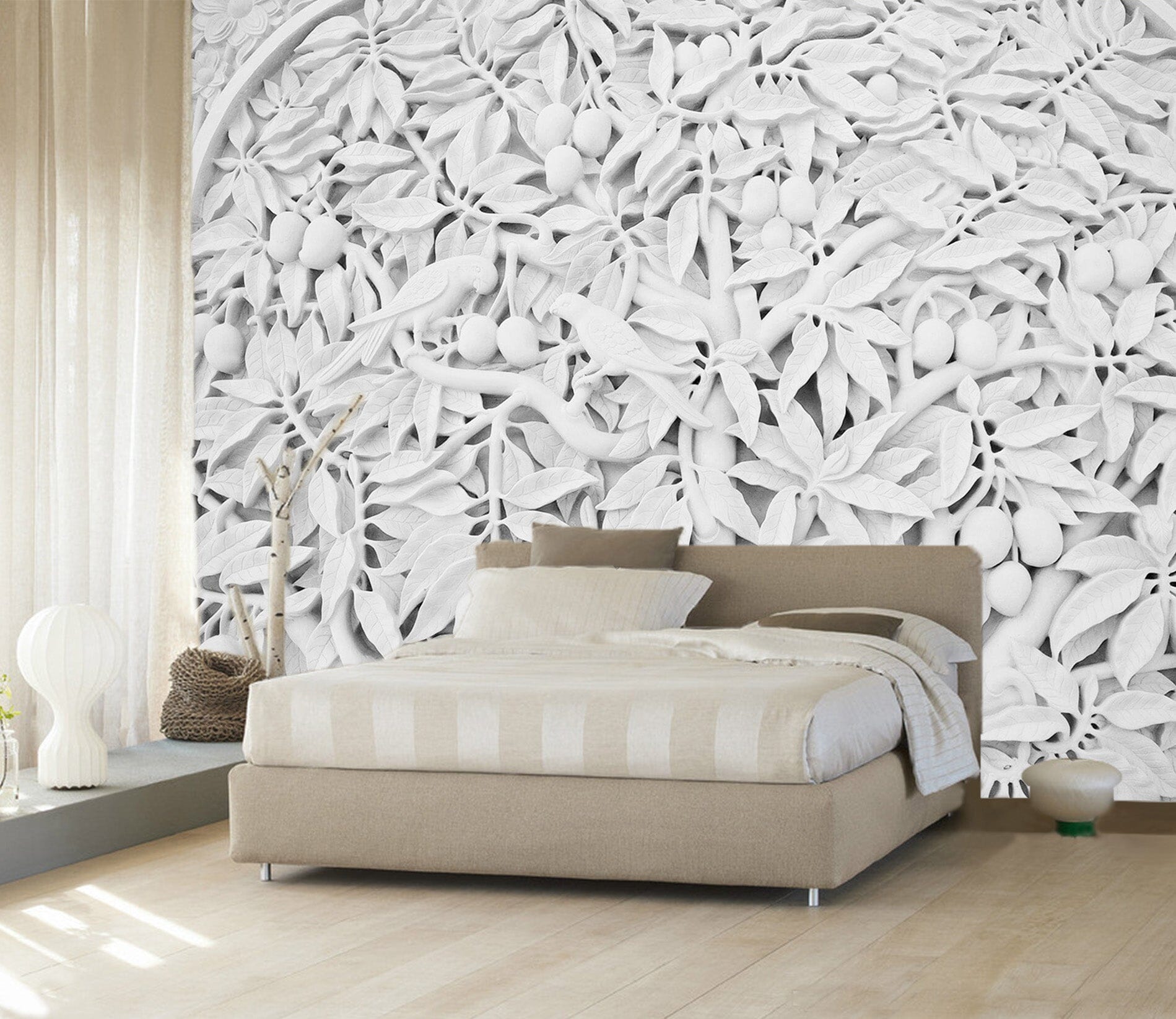 3D Carving Leaves 1593 Wall Murals Wallpaper AJ Wallpaper 2 