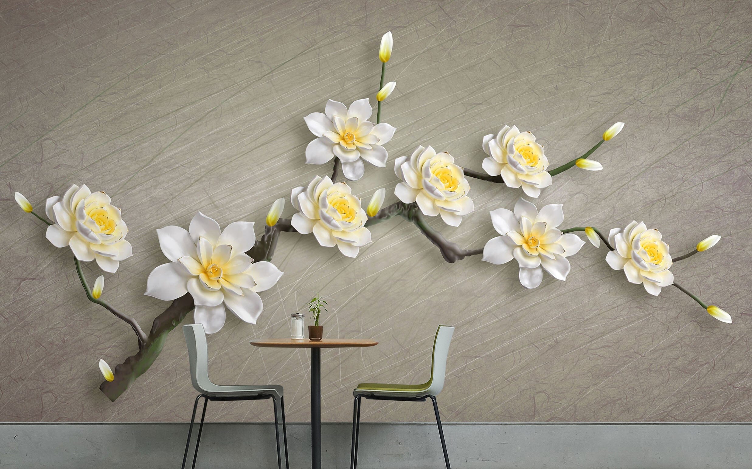 3D White Flowers 1465 Wall Murals Wallpaper AJ Wallpaper 2 