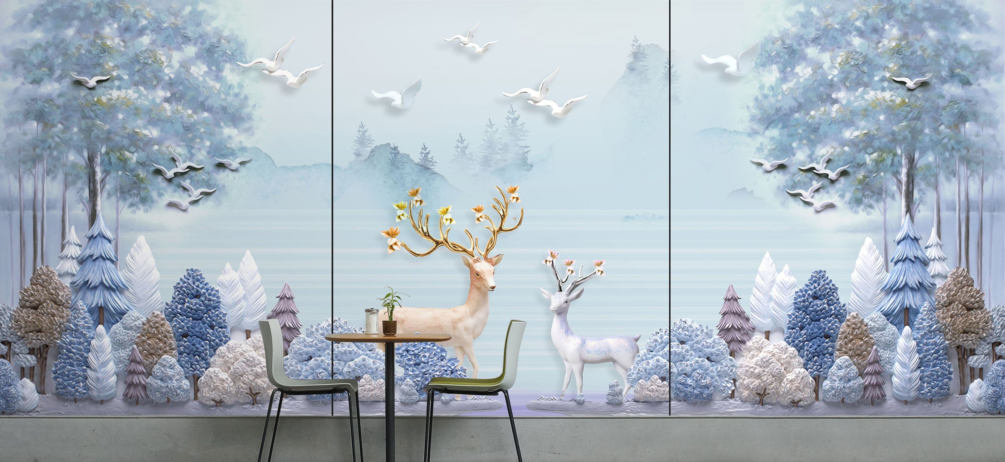 3D Forest Deer 022 Wall Murals Wallpaper AJ Wallpaper 2 