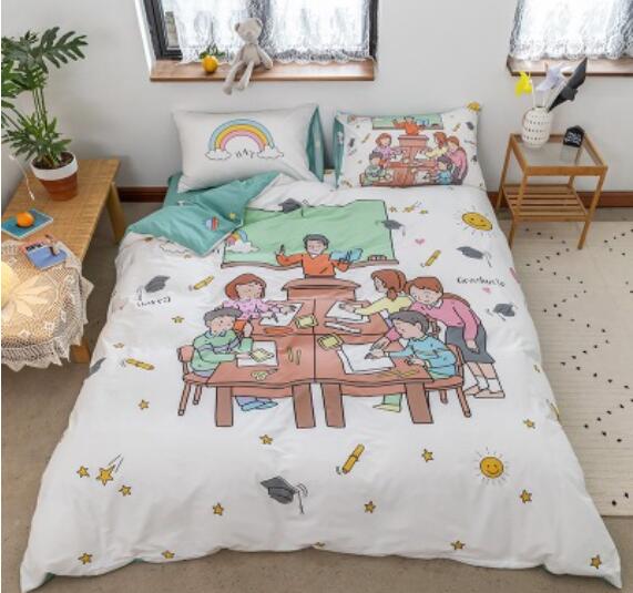 3D Cartoon Desk Lesson 30046 Bed Pillowcases Quilt