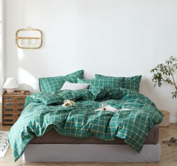3D Green Grid 30020 Bed Pillowcases Quilt