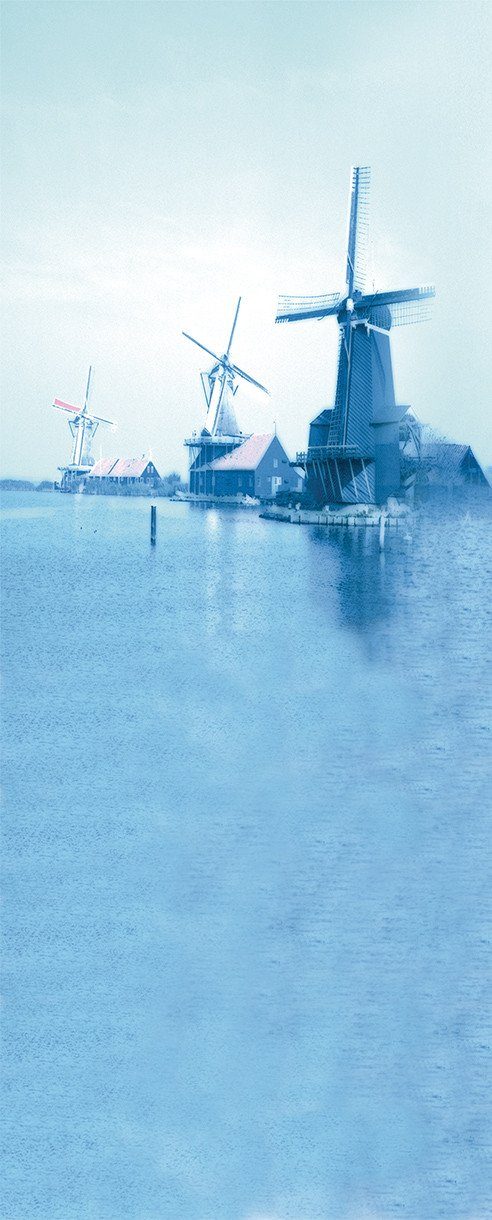 3D windmill in the sea door mural Wallpaper AJ Wallpaper 