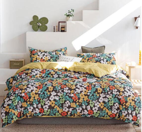 3D Colorful Flowers On Black 30041 Bed Pillowcases Quilt
