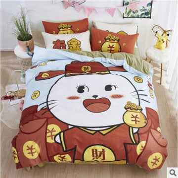 3D Cartoon Lucky Cat 50089 Bed Pillowcases Quilt