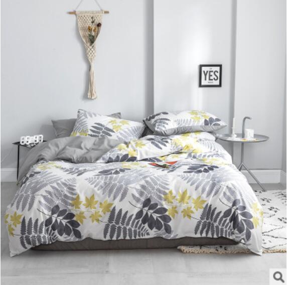 3D Gray Yellow Leaves 15024 Bed Pillowcases Quilt