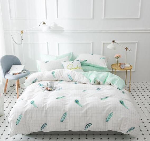 3D Green Feather 17106 Bed Pillowcases Quilt