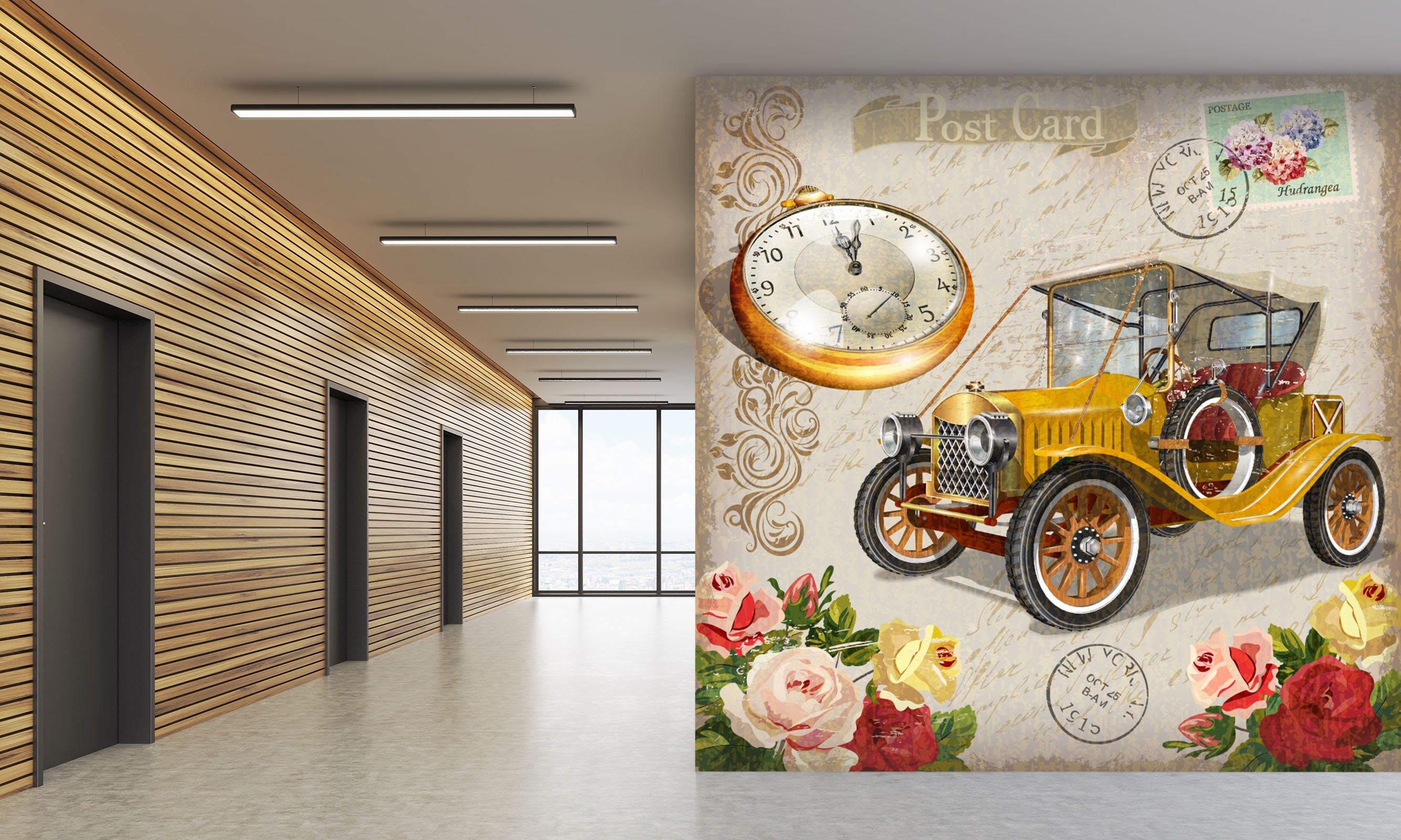 3D Pocket Watch Flower 240 Vehicle Wall Murals