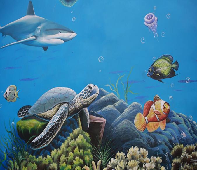 3D Seabed Turtle Fish 92 Wallpaper AJ Wallpaper 