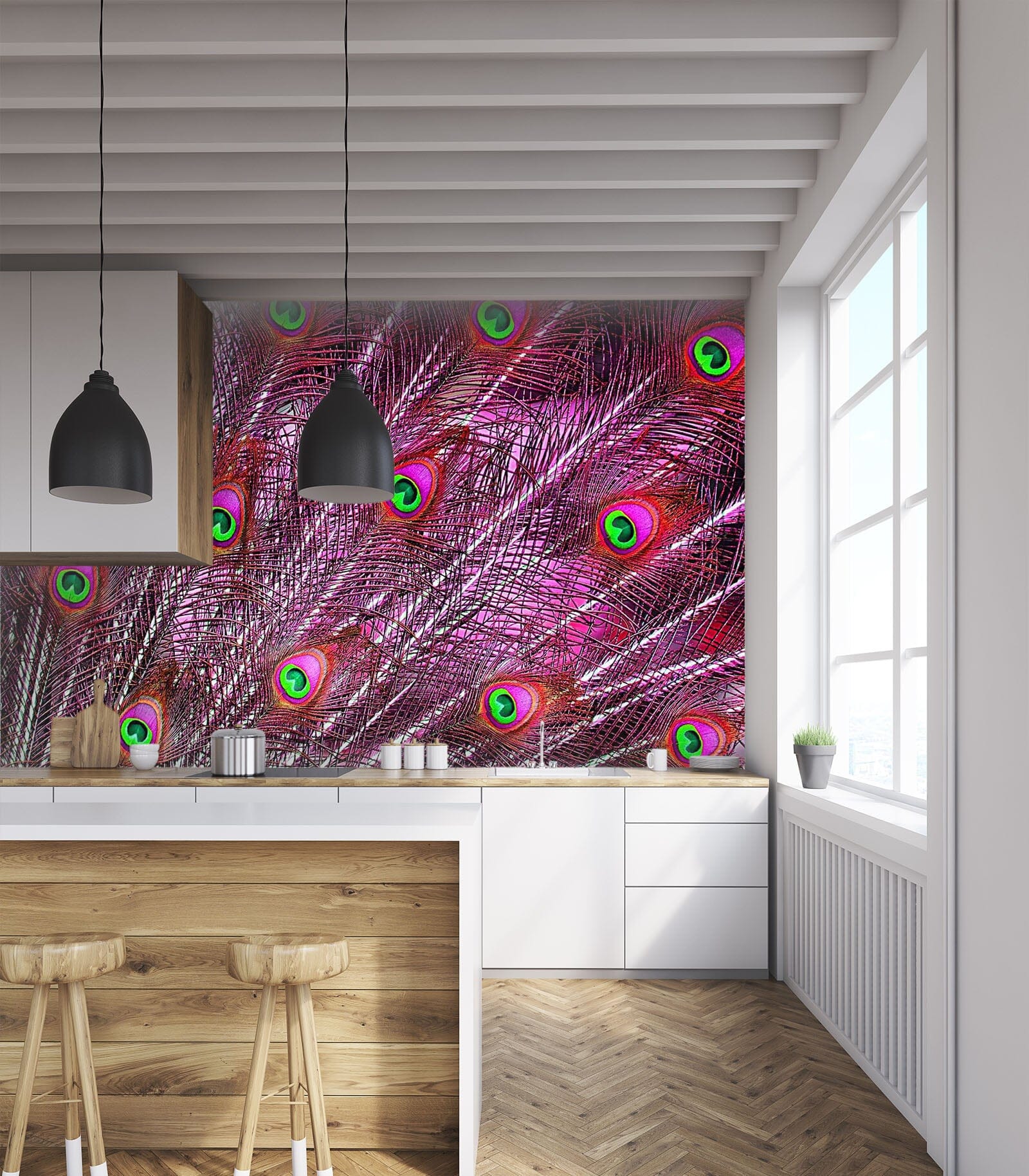 3D Red Peacock 214 Wall Murals Wallpaper AJ Wallpaper 2 