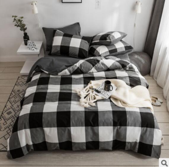 3D Large Black Grid 15074 Bed Pillowcases Quilt