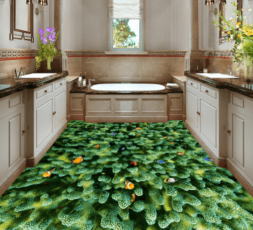 3D Green Coral Floor Mural Wallpaper AJ Wallpaper 2 