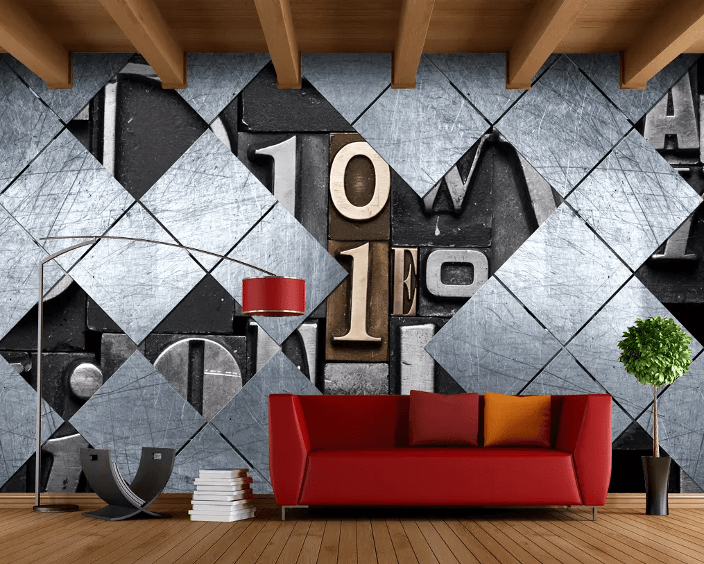 3D Iron Sheets Engraved Letters 101 Wallpaper AJ Wallpaper 2 