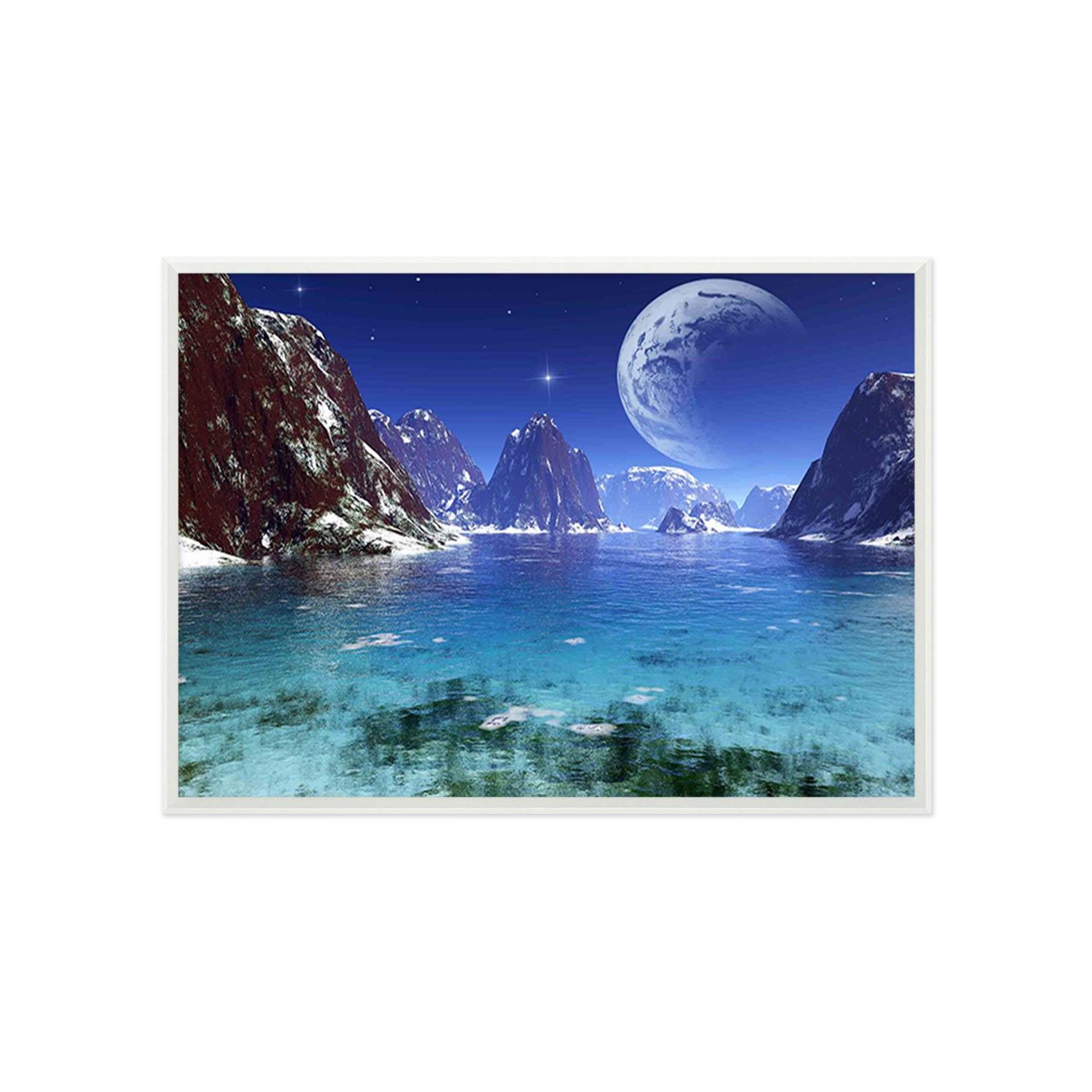 3D Moon Mountain 070 Fake Framed Print Painting Wallpaper AJ Creativity Home 