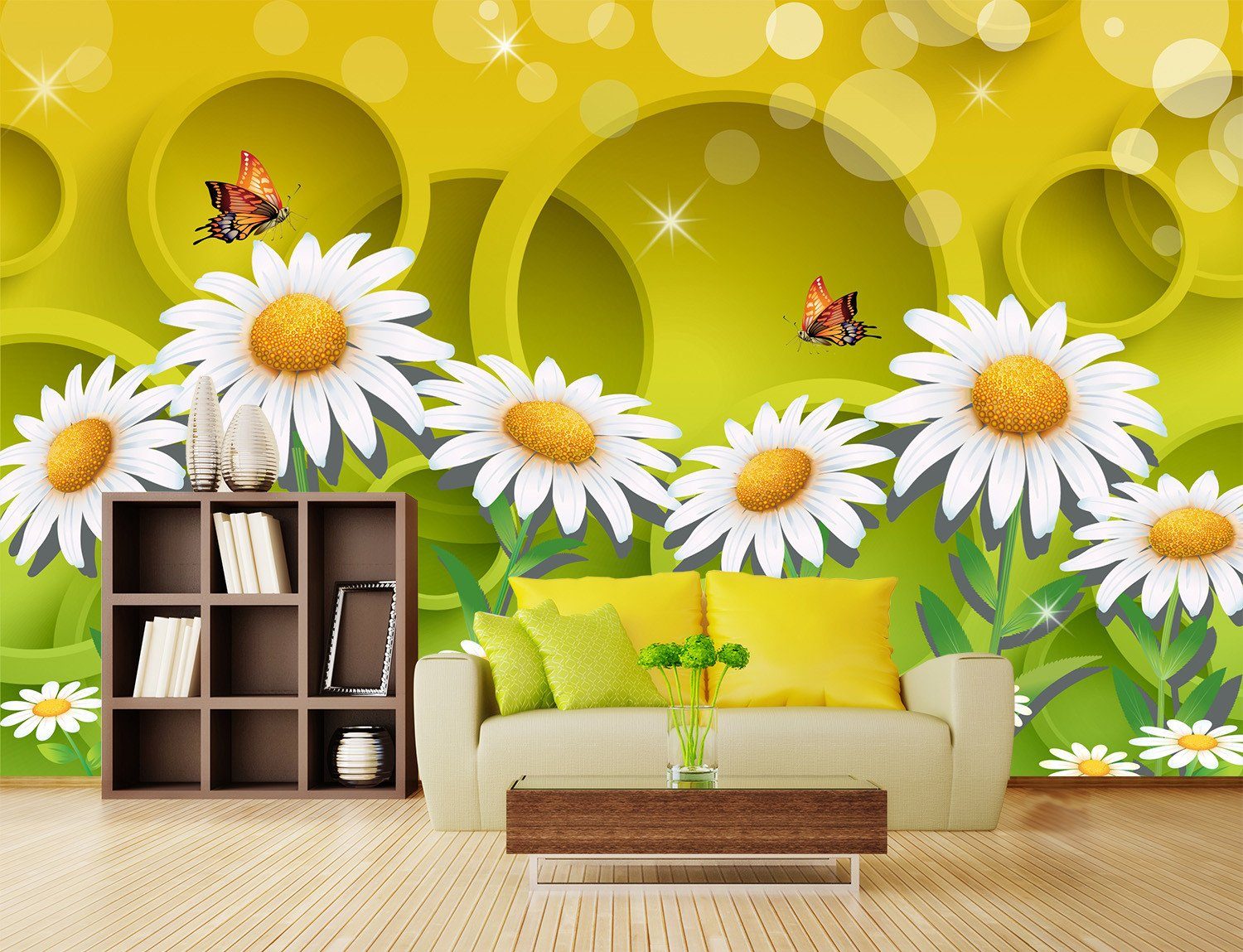 3D Sunflower Manor And Butterfly 99 Wallpaper AJ Wallpapers 
