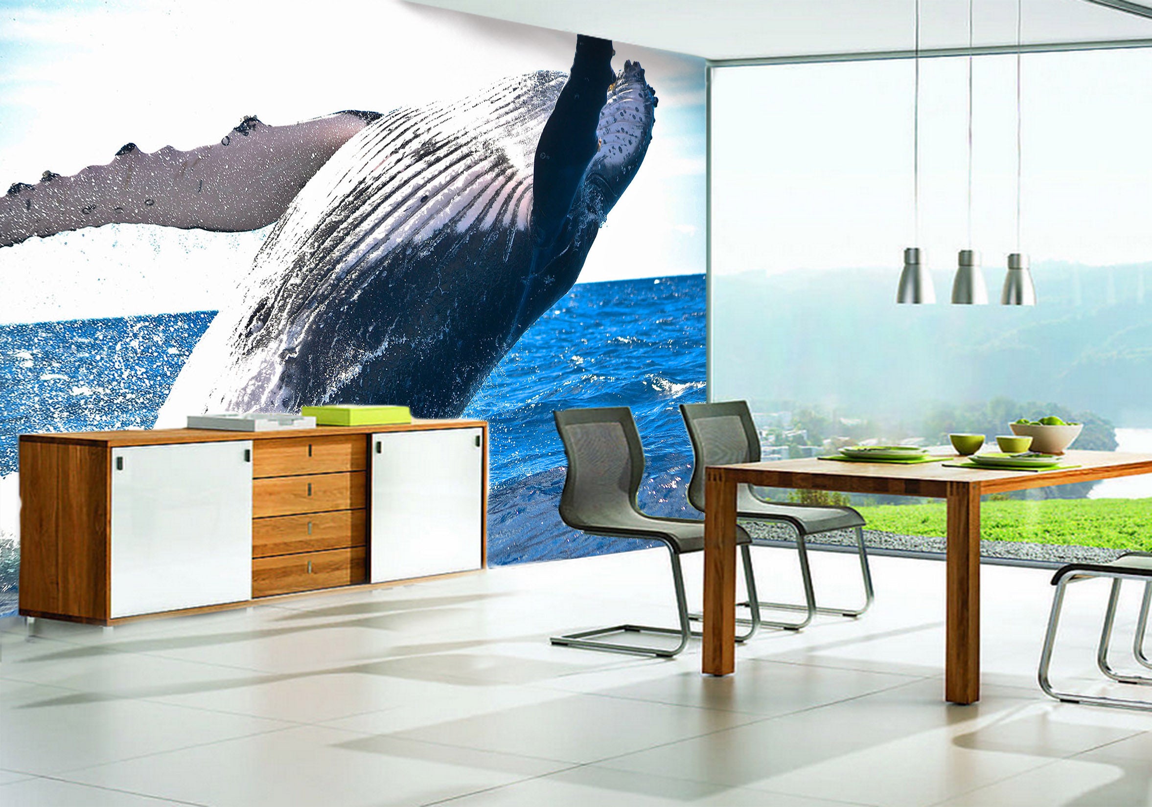 3D Whale Fall 132 Wall Murals