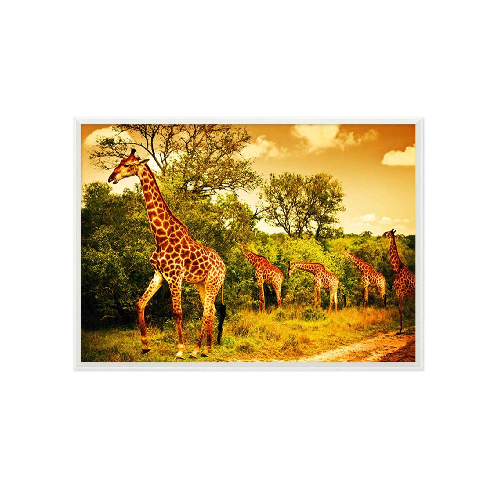 3D Giraffe Eating Leaves 172 Fake Framed Print Painting Wallpaper AJ Creativity Home 