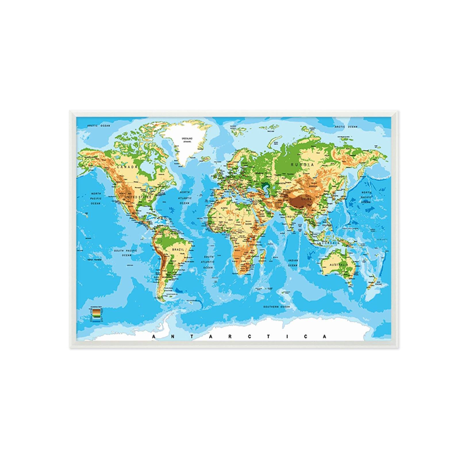 3D World Map 095 Fake Framed Print Painting Wallpaper AJ Creativity Home 