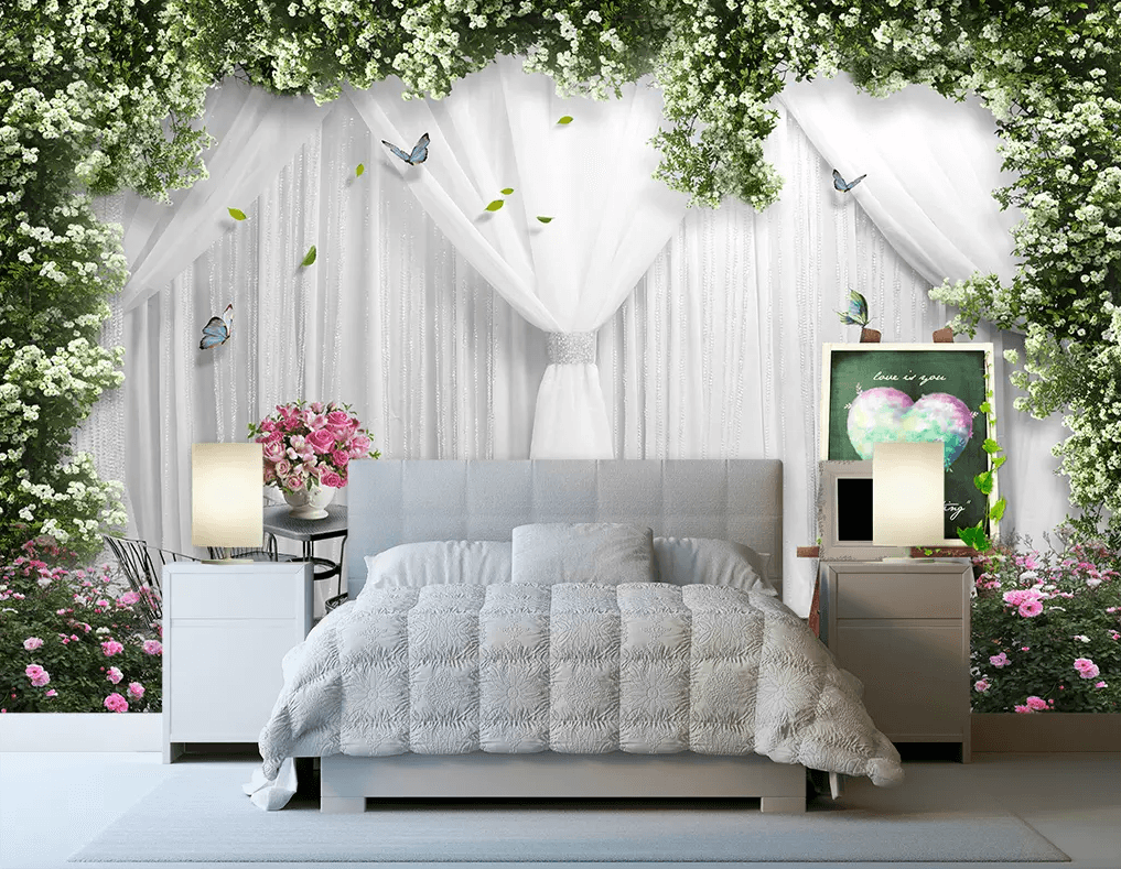 3D Flower Vine Butterfly 121 Wallpaper AJ Wallpaper 2 
