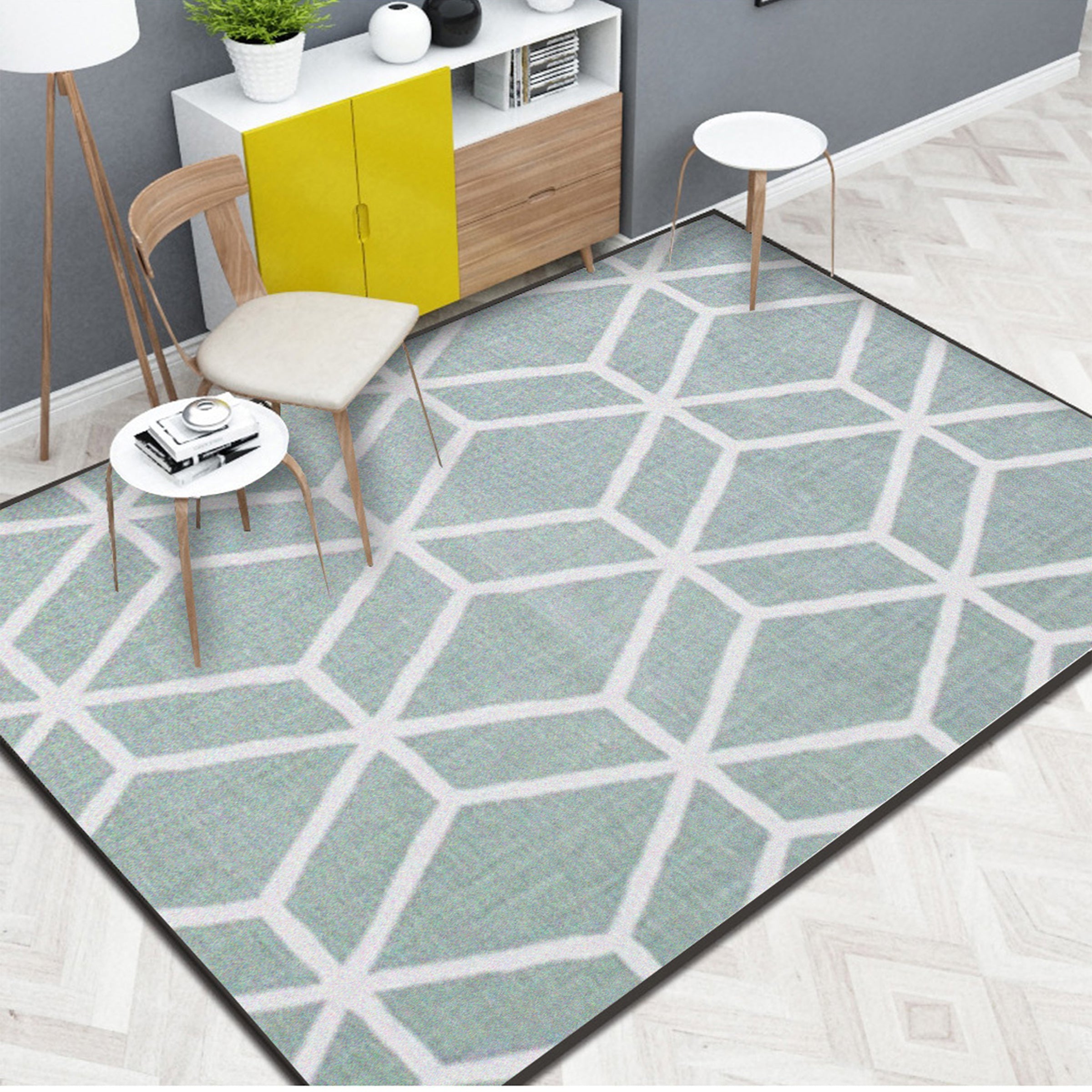3D Light Green Geometry WG171 Non Slip Rug Mat Mat AJ Creativity Home 