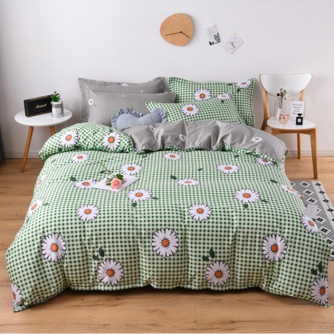 3D Green Grid Chrysanthemum 12133 Bed Pillowcases Quilt