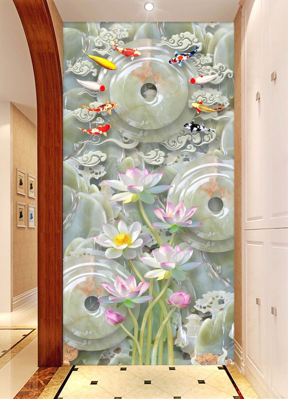 3D Lotus Fish 390 Wallpaper AJ Wallpaper 