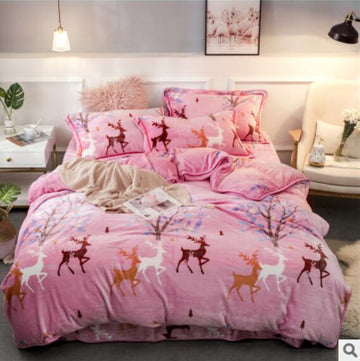 3D Pink Deer 30245 Bed Pillowcases Quilt