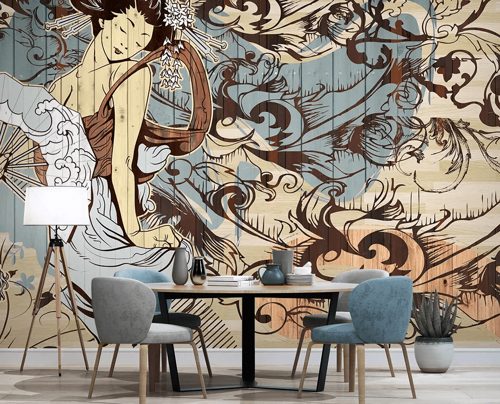 3D Painting Woman Fan 334 Wallpaper AJ Wallpaper 2 