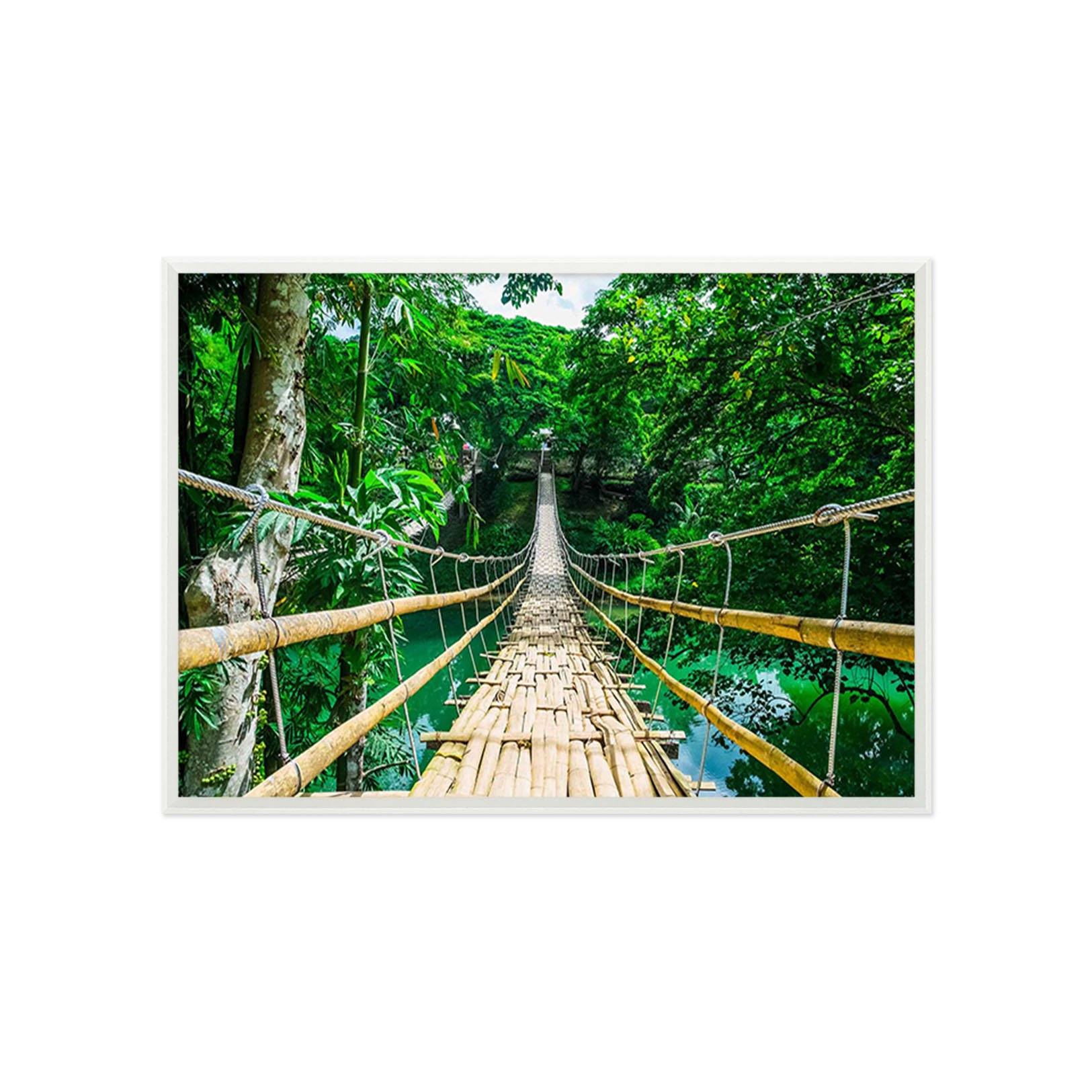 3D Long Wooden Bridge 009 Fake Framed Print Painting Wallpaper AJ Creativity Home 