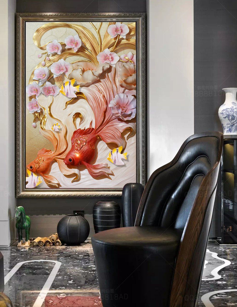 3D Two Goldfish 495 Wall Murals Wallpaper AJ Wallpaper 2 