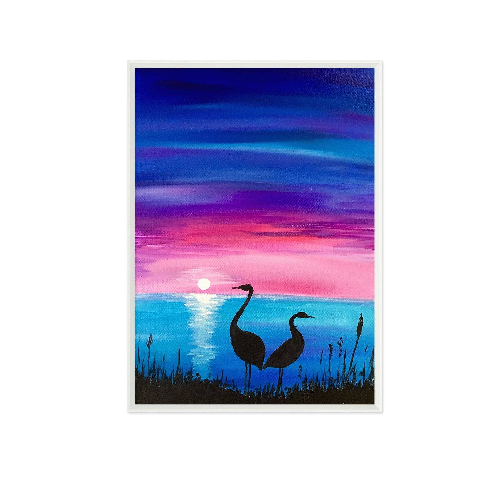 3D Moonlight Swan 100 Fake Framed Print Painting Wallpaper AJ Creativity Home 