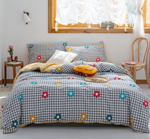 3D Blue Plaid Flower 17073 Bed Pillowcases Quilt