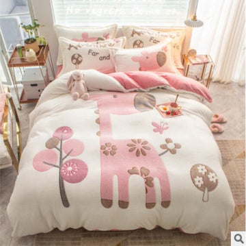 3D Pink Giraffe 14195 Bed Pillowcases Quilt