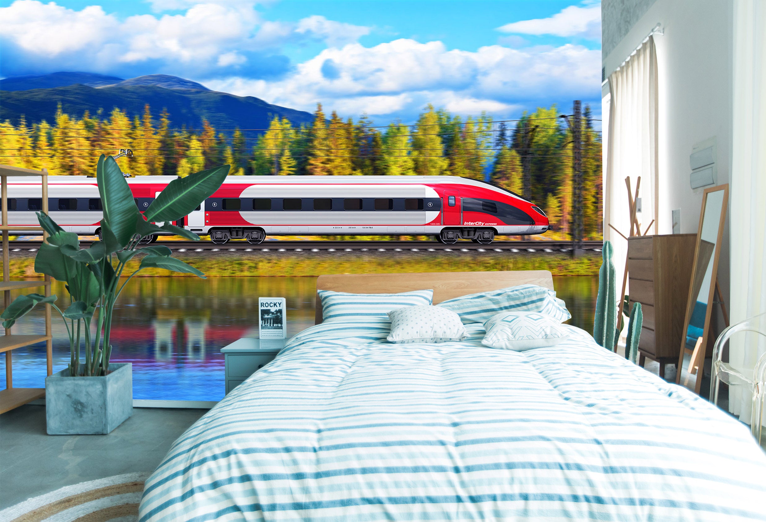 3D Flower Train 168 Vehicle Wall Murals